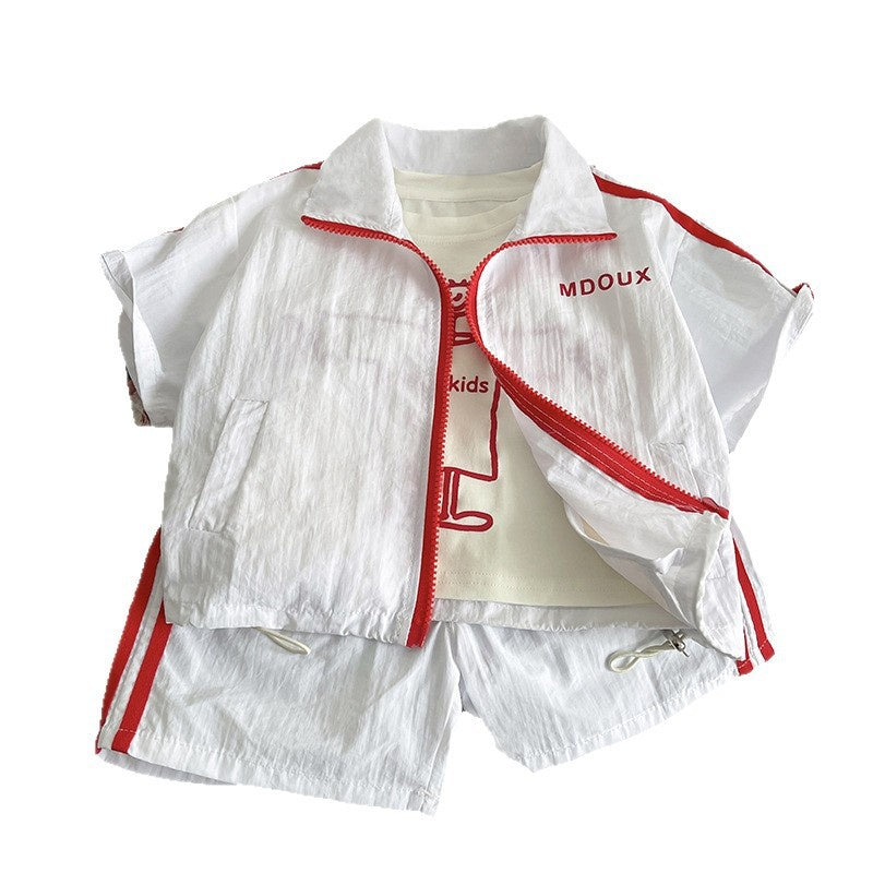 Boys' Short-Sleeve Outfit 2026 New Fashionable 1-3 Years Old 5-Year-Old Children's Clothing Baby Summer Sports Three-Piece Set