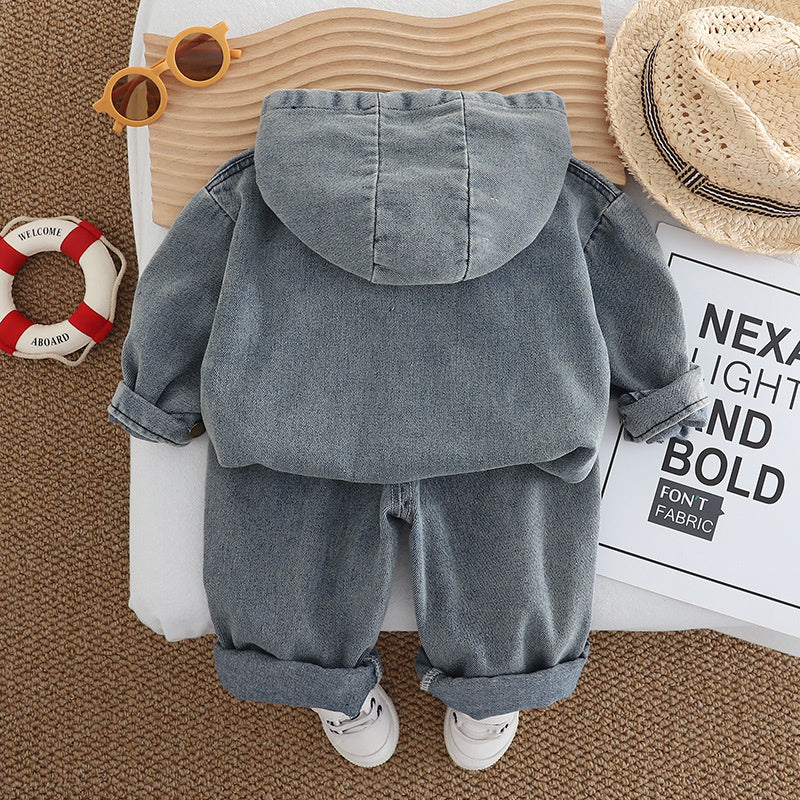Spring Outfit 1-3-5 Years Old Denim Long Sleeve Two-Piece Set Children's Casual Clothing Boys' Clothes