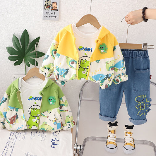 Suit Spring and 2024 New Stylish Fashionable Children's Clothing Baby Three-Piece Set Boys' Autumn Outfit