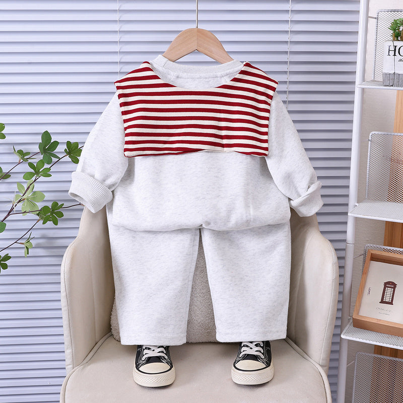 Boys' outfit, infant autumn two-piece set, children's new stylish shawl clothing for spring and autumn, trendy wholesale