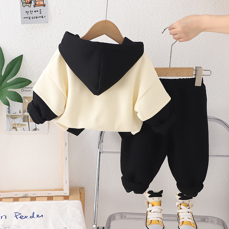 Boys' 2025 New Sweatshirt Baby Fashionable Spring and Autumn Stylish Casual Long Sleeve Two-Piece Set