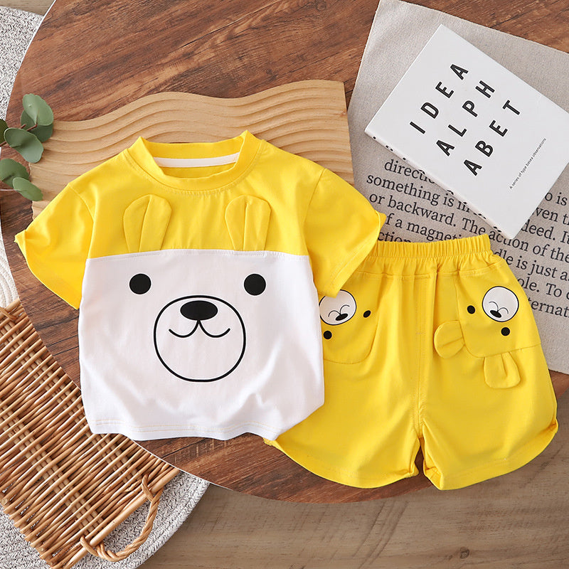 Summer Outfit Big Bear Short Sleeve 2026 New Trendy Boys' Baby Clothes Fashionable Children's Two-Piece Set
