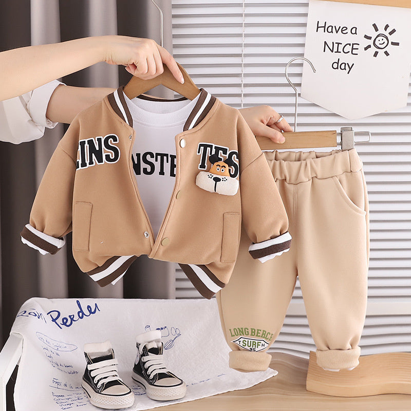 Children's Clothing Boys Outfit Stylish Baby Spring and Autumn Cute Jacket Three-Piece Set Infant Little Boy Clothes