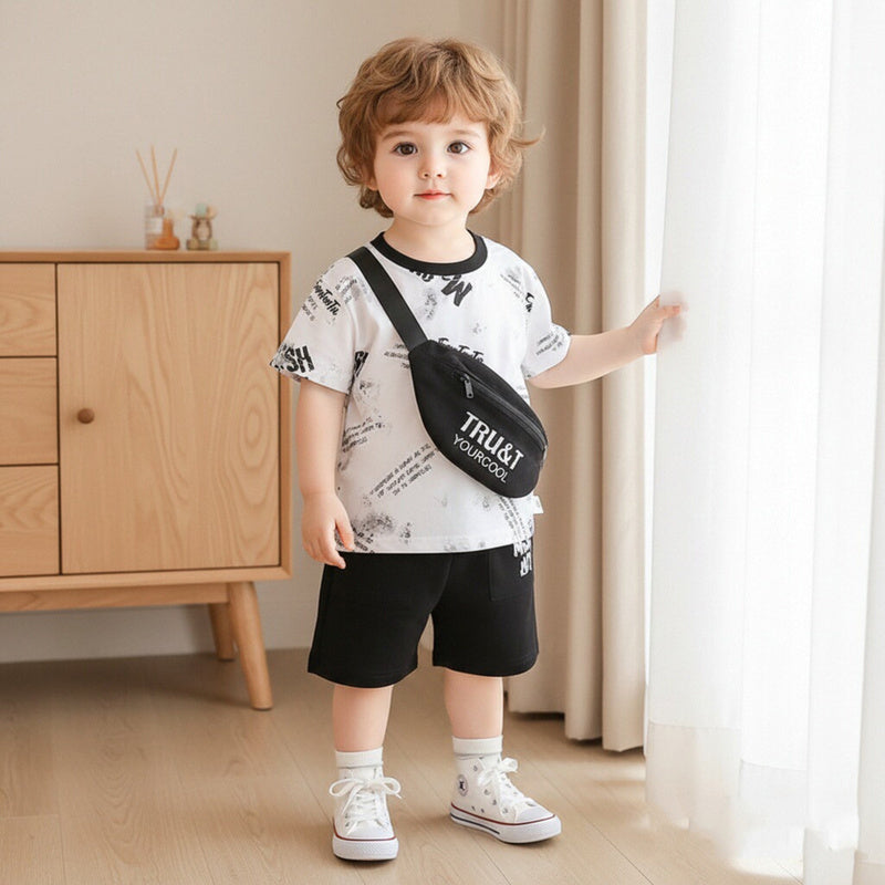 Baby Outfit 2026 New Fashionable Boys, Summer English Style Short Sleeve Thin Two-Piece Set for Infants