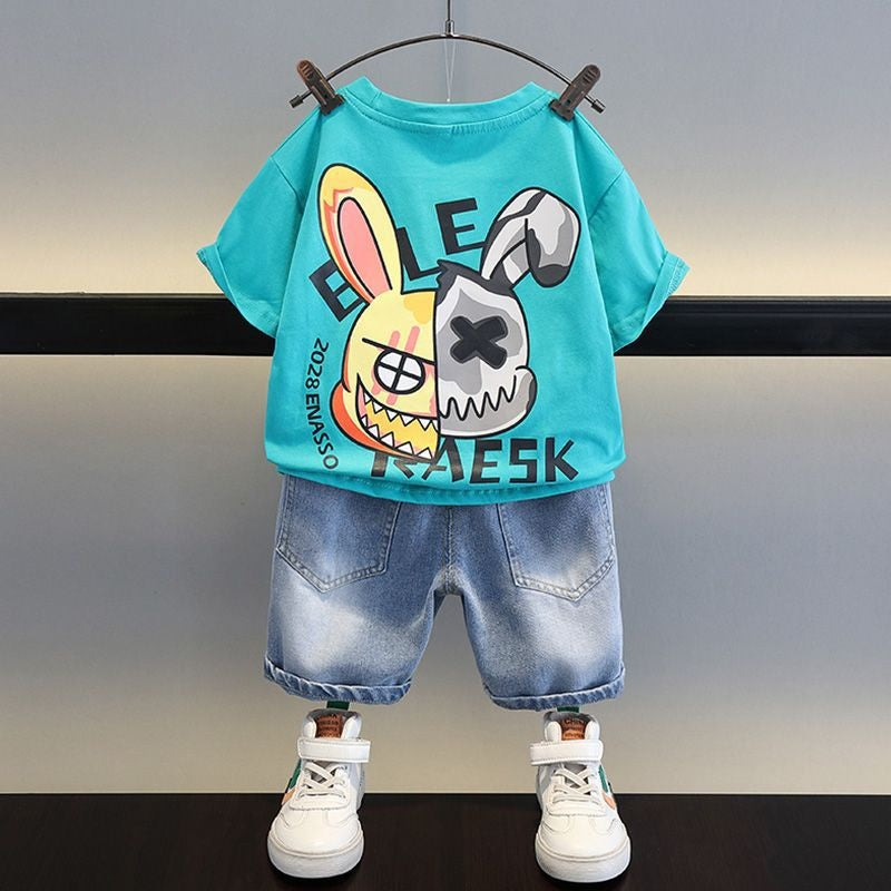 Children's clothing outfit 23 new stylish baby clothes boys' children's summer handsome short-sleeve two-piece set