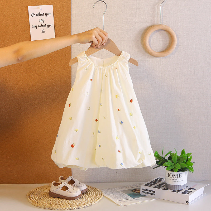 Girls' Embroidered Bud 2026 New Fashionable Baby Girl Princess Dress Infant Sleeveless Summer Outfit