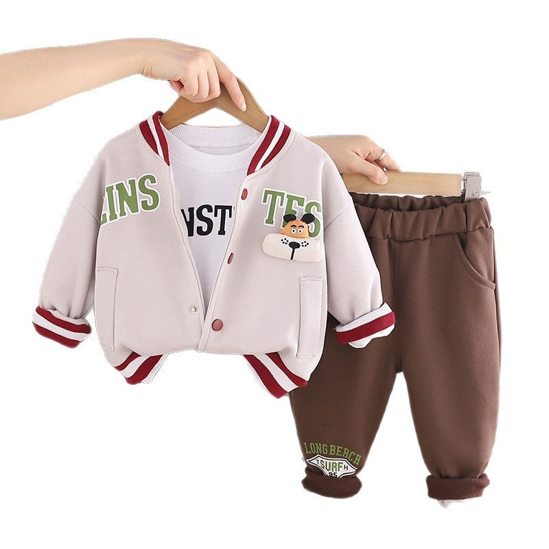 Children's Clothing Boys Outfit Stylish Baby Spring and Autumn Cute Jacket Three-Piece Set Infant Little Boy Clothes