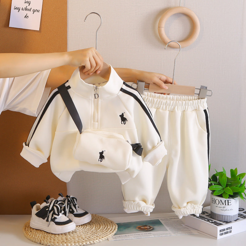 Outfit 2025 New Model for Young Middle-aged Children Spring and Autumn Embroidered Bag Two-piece Set Boys' Sportswear Trendy