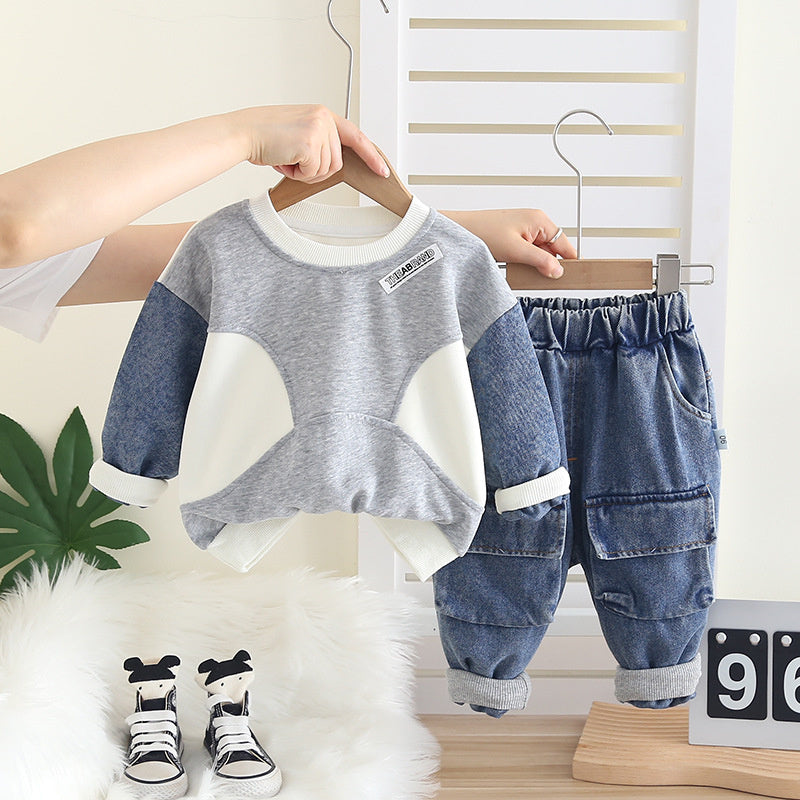 Long Sleeve Sweatshirt Set Two-Piece 2025 New Baby Children's Clothing Boys' Autumn Fashion
