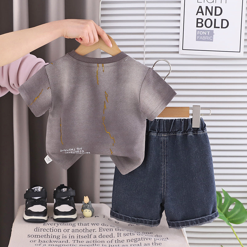 Boys' Outfit 2026 New Baby Summer Two-Piece Set Children's Cool Round-Neck Clothes for 1-2-3 Years Old, 5 Trendy