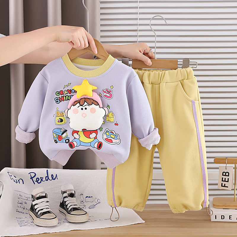 Boys' Outfit 2026 New Fashionable Baby Spring and Autumn Cute Two-Piece Set Infant Girls' Sweatshirt