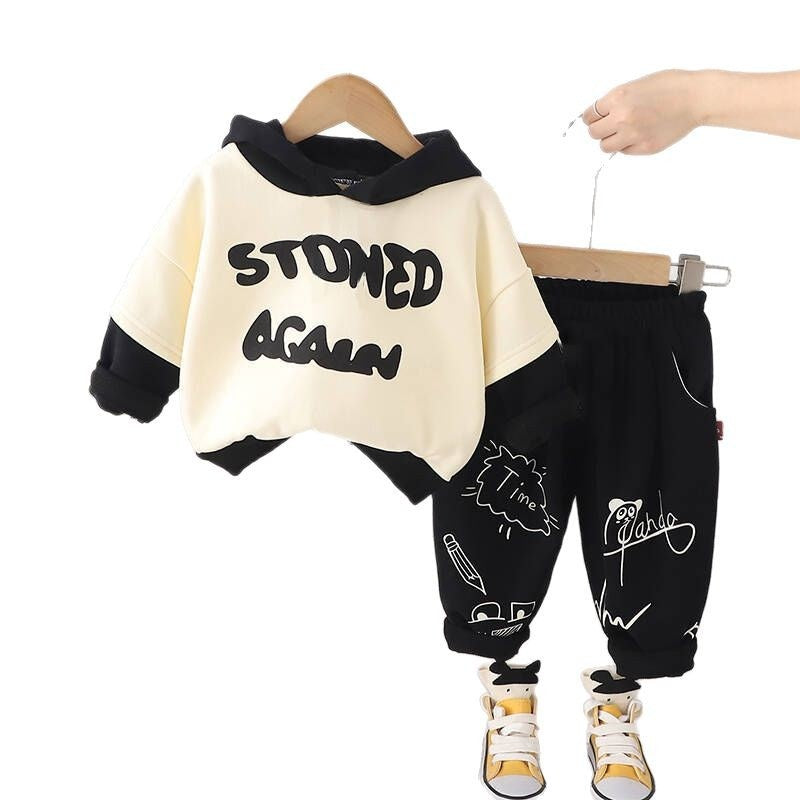 Boys' 2025 New Sweatshirt Baby Fashionable Spring and Autumn Stylish Casual Long Sleeve Two-Piece Set