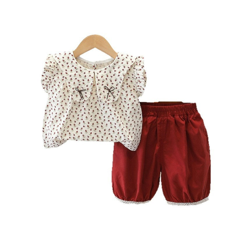 Girls' Outfit 2026 New Fashionable Children's Summer Wear Thin Floral Sleeveless Doll Shirt Two-Piece Set