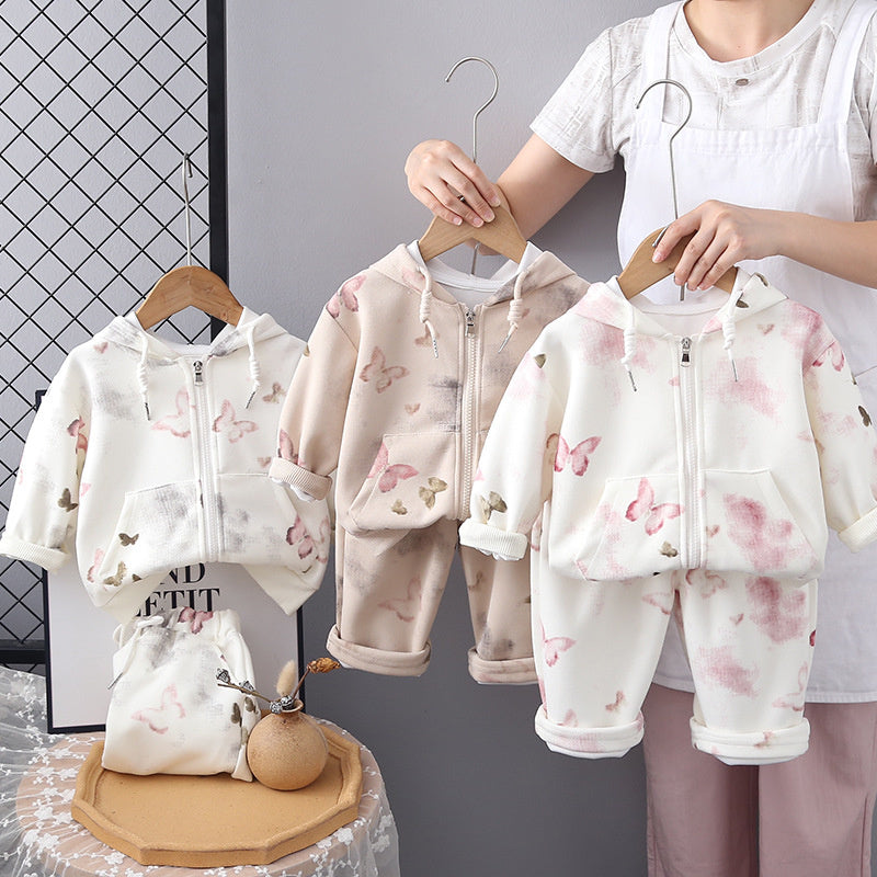 Girls' Outfit Long Sleeve 2025 New Children's Zipper Shirt Two-Piece Stylish Baby Spring and Autumn Set