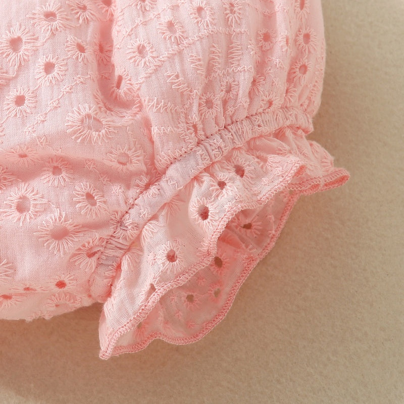 Cross-border infant cotton dyed pink and white long-sleeved dress + shorts two-piece set AL064 #