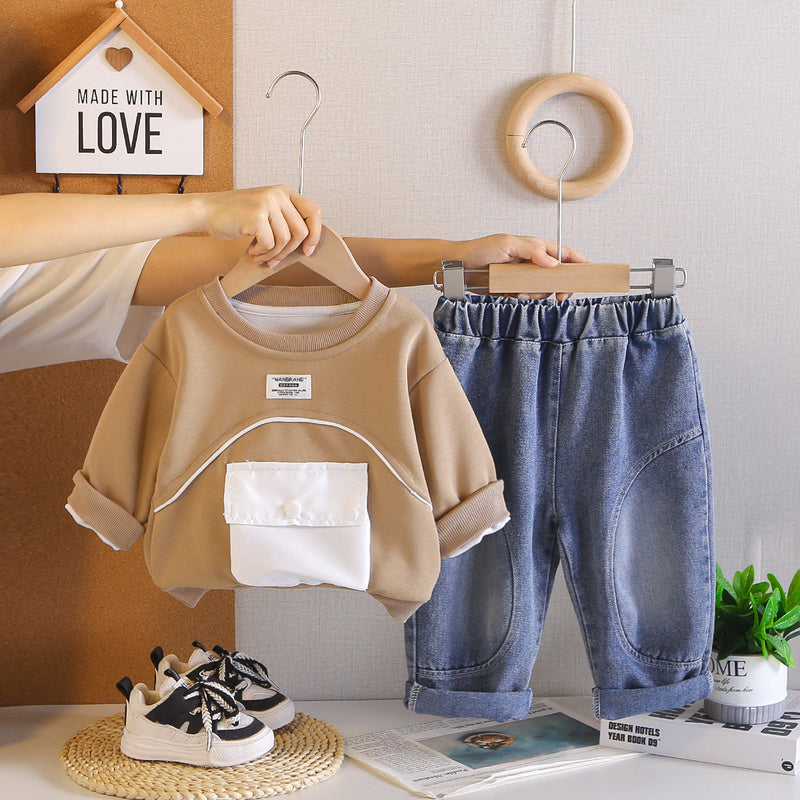 Boys' Outfit 2026 New Fashionable Baby Two-Piece Set with Large Pockets Stylish Children's Spring and Autumn Clothing
