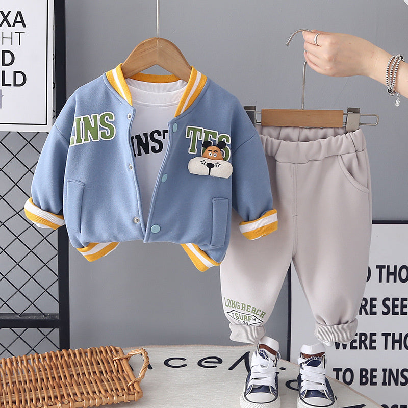Children's Clothing Boys Outfit Stylish Baby Spring and Autumn Cute Jacket Three-Piece Set Infant Little Boy Clothes