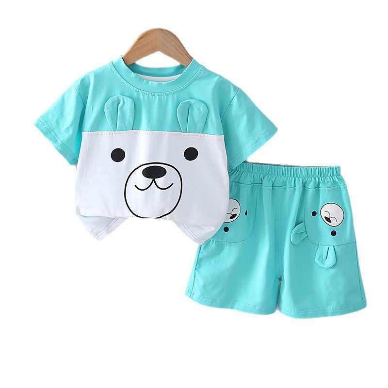 Summer Outfit Big Bear Short Sleeve 2026 New Trendy Boys' Baby Clothes Fashionable Children's Two-Piece Set