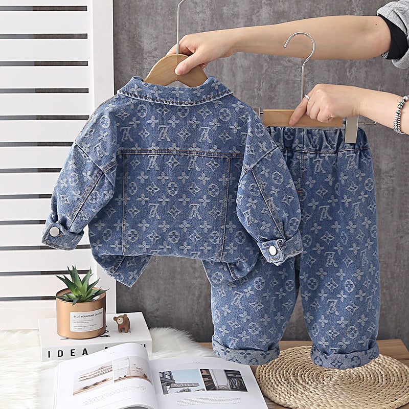 Boys' Outfit 2026 New Fashionable Spring Autumn Clothes for Babies Cool and Stylish Denim Jacket Three-Piece Set Wholesale