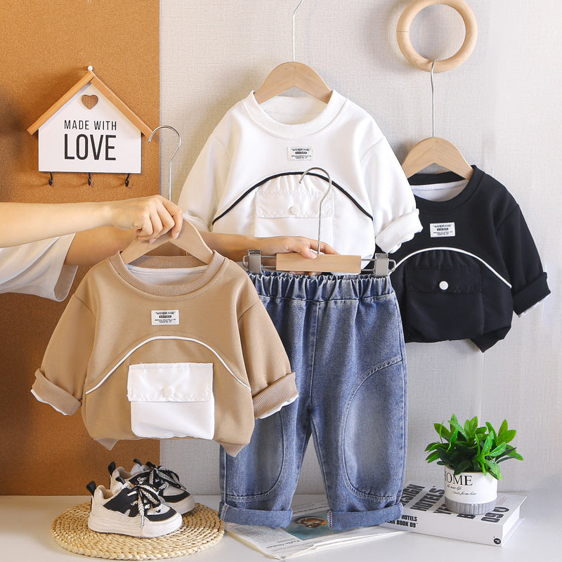 Boys' Outfit 2026 New Fashionable Baby Two-Piece Set with Large Pockets Stylish Children's Spring and Autumn Clothing