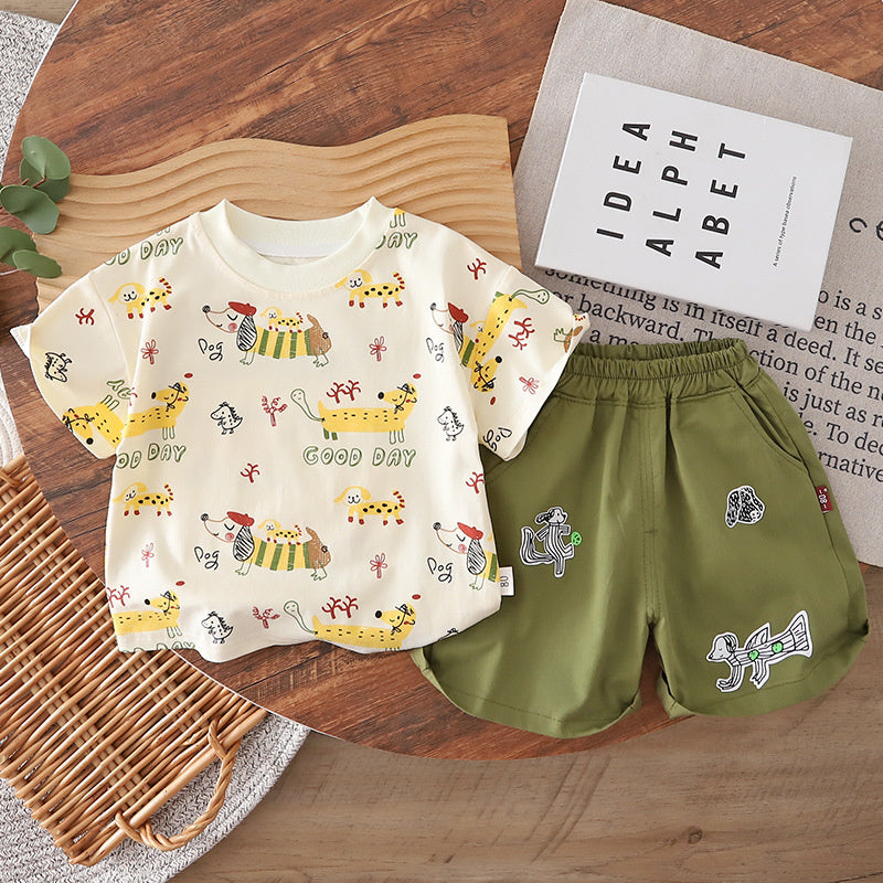 Boys' Short-Sleeve 2026 New Style Baby Summer Infant Children's Cartoon Clothes Two-Piece Set Wholesale