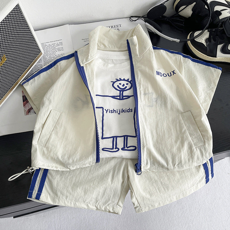 Boys' Short-Sleeve Outfit 2026 New Fashionable 1-3 Years Old 5-Year-Old Children's Clothing Baby Summer Sports Three-Piece Set