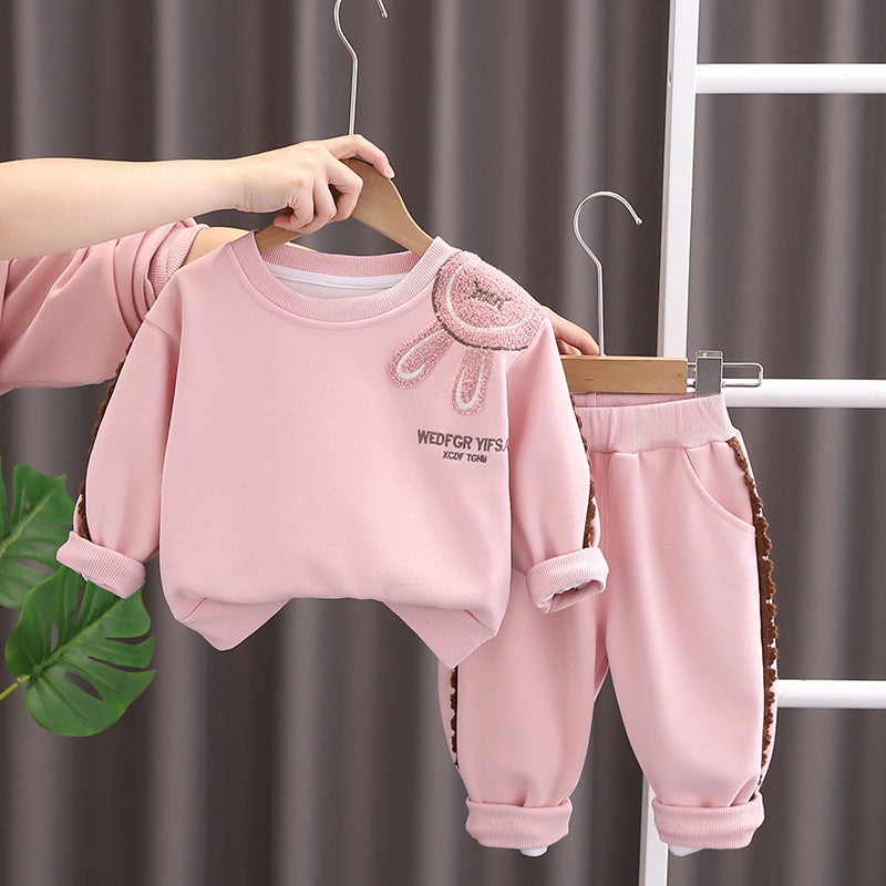 Girls' 2025 New Stylish Girl Baby Autumn Bunny Ear Sweatshirt Toddler Children's Clothing Spring Outfit