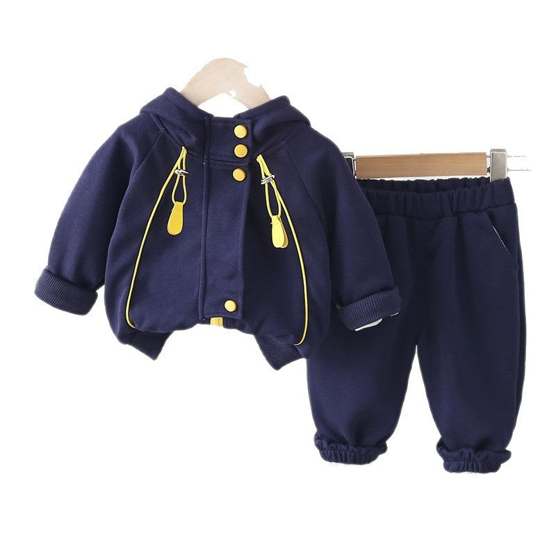 Color-Block Coat Boys Girls, New and Autumn 2026 Children's Spring Outfit, Korean Style Two-Piece Set for Girls 2-3 Years Old
