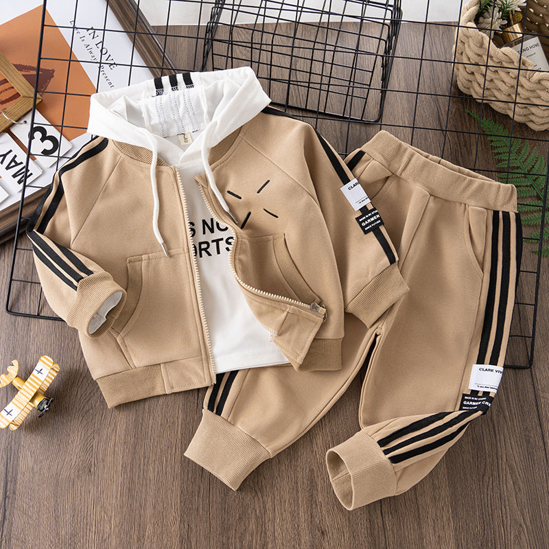 Children's Suit 2023 New Toddler Hooded Boys Autumn Baseball Jacket Korean Style Sports