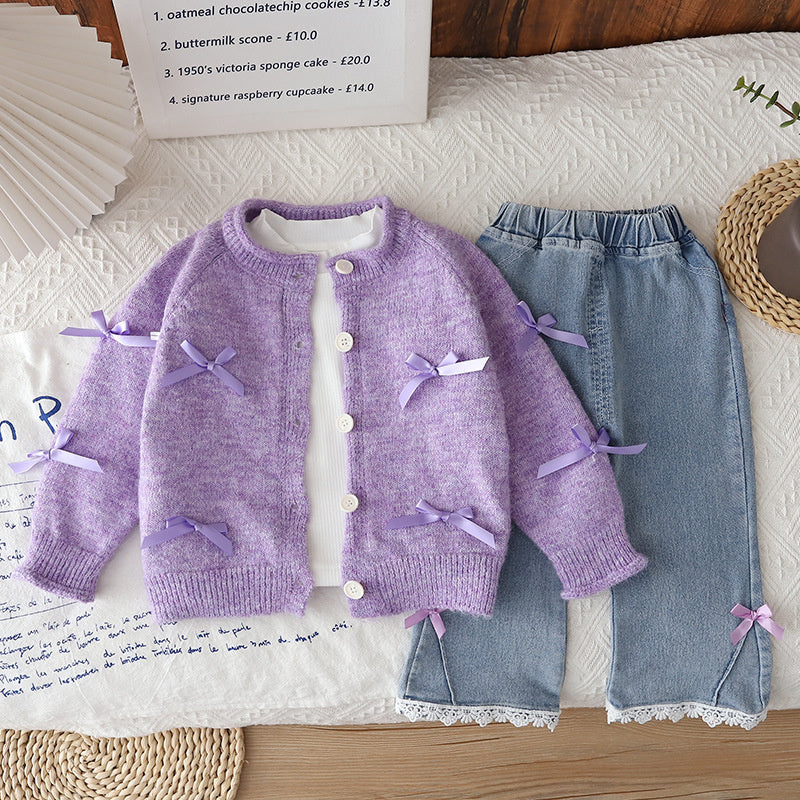 Baby and Autumn Cardigan Sweater Set 2026 New Model 3 Children's Spring Outfit Girl Infant Clothes for 1-Year-Old Girls