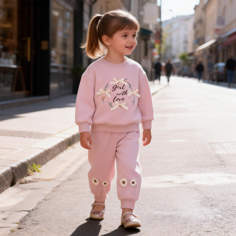 Baby girl sweatshirt set, spring and autumn outfit, girls' sportswear, 2026 new stylish two-piece outfit for little girls