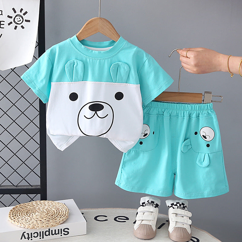 Summer Outfit Big Bear Short Sleeve 2026 New Trendy Boys' Baby Clothes Fashionable Children's Two-Piece Set