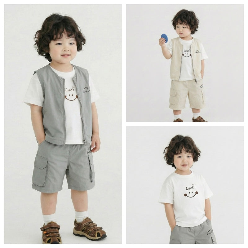 Boys' Outfit 2026 New Fashionable Children's Sporty Outdoor Style Summer Short-Sleeve Three-Piece Set for 1-3 Year Olds Trendy
