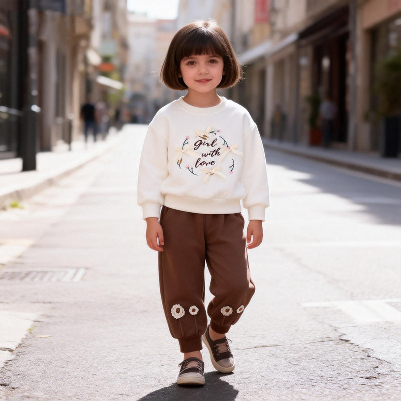 Baby girl sweatshirt set, spring and autumn outfit, girls' sportswear, 2026 new stylish two-piece outfit for little girls