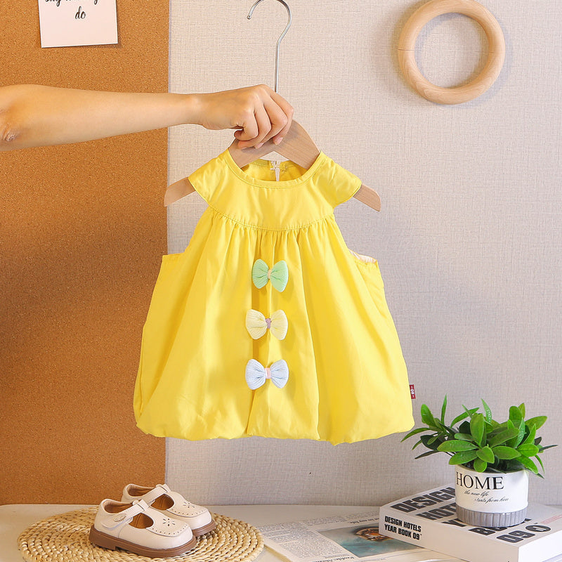 Girls' Princess Stylish Baby 2026 New Summer Infant Toddler Halter Neck Bowknot Flower Dress