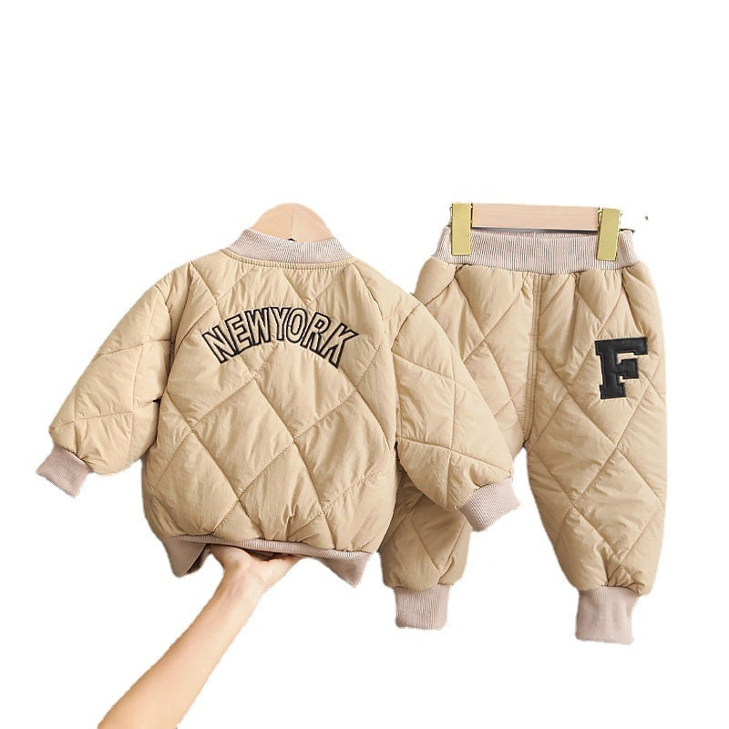 Boys' Thickened Children's Winter Letter Cotton Jacket 2022 New Fashionable Baby One-Piece Dropshipping