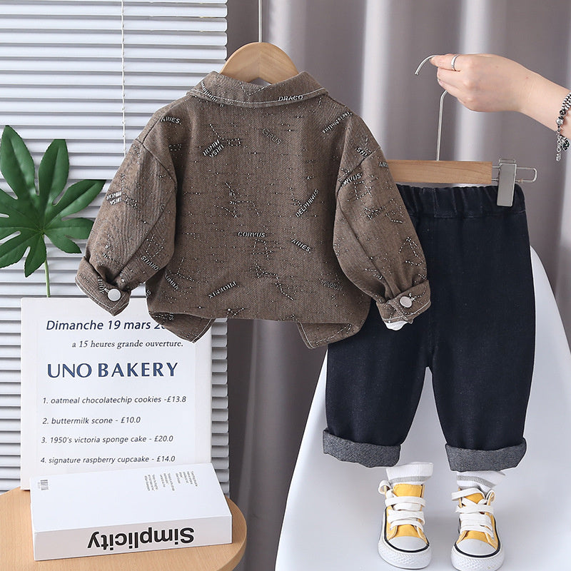 Boys' Outfit 2025 New Fashionable Baby Spring and Autumn Infant Children's Casual Three-Piece Set Trendy