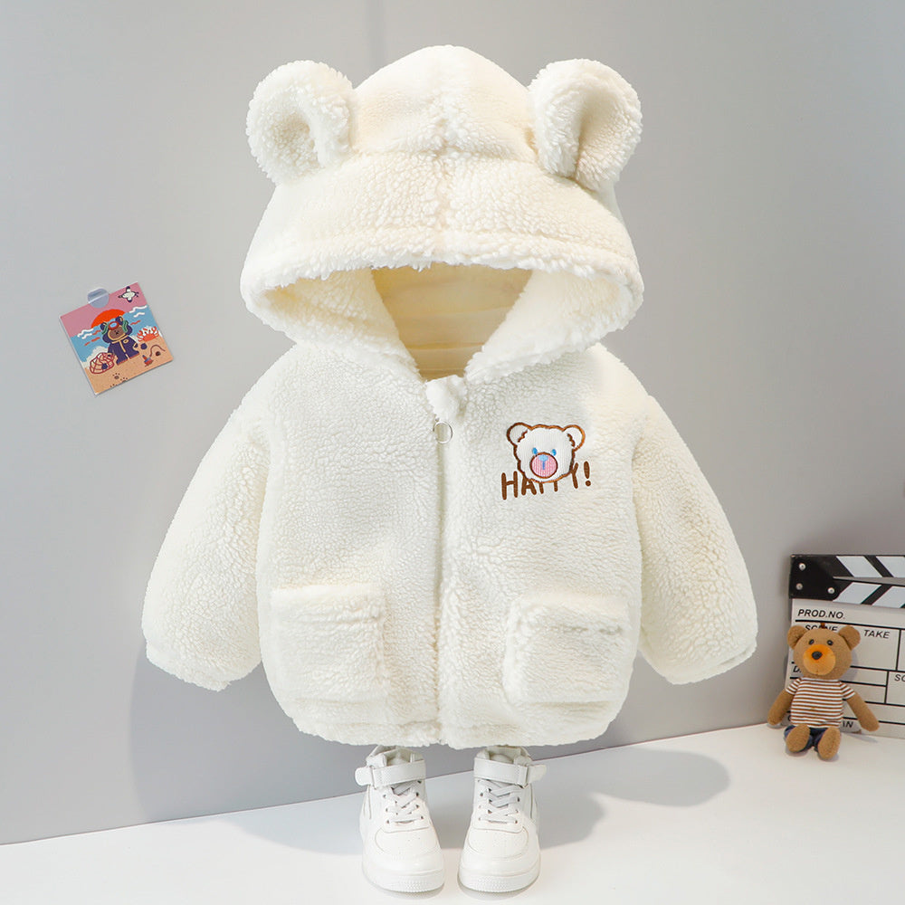 Boys and Girls Warm Thickened Children's Baby Hooded Fleece Winter New Cotton Zipper Jacket Trendy