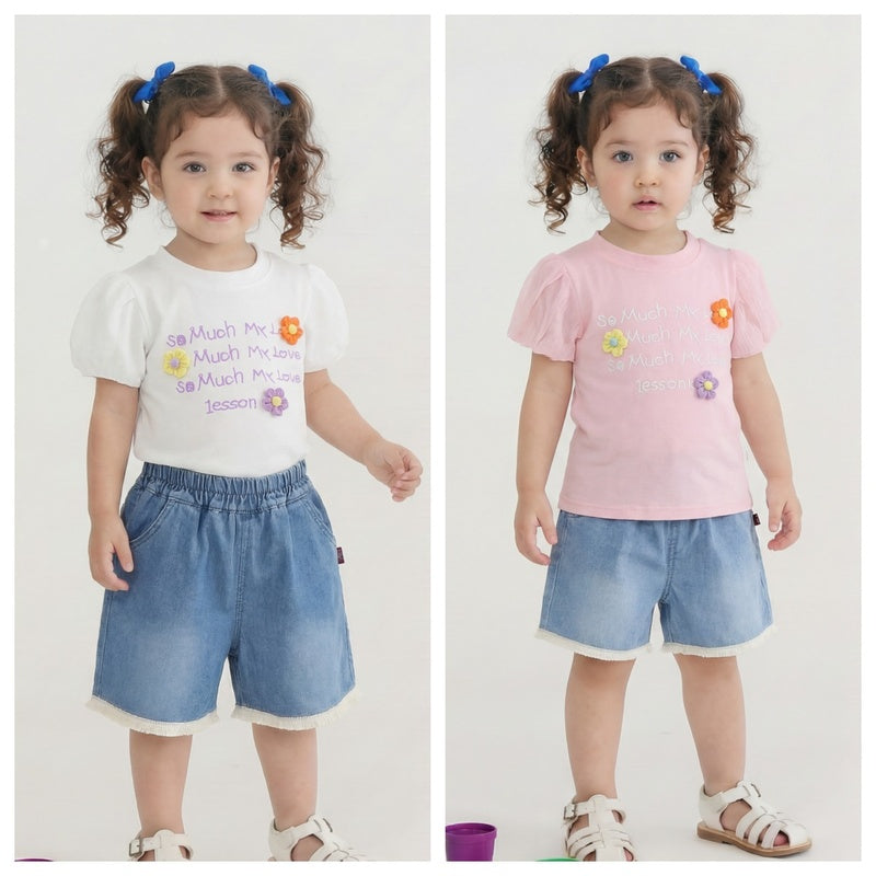 Girls' Outfit 2026 New Fashionable Baby Summer Clothes Three-Flower Short-Sleeve Two-Piece Set Children's Clothing