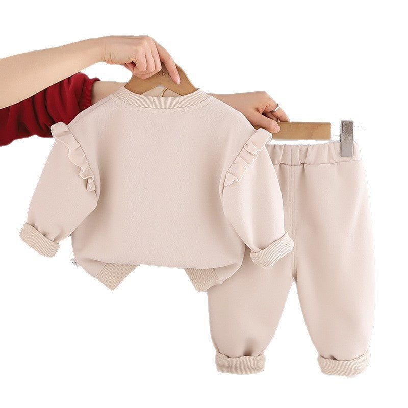 Girls' Outfit 2026 New Fashionable Children's Stylish Baby Girl Spring and Autumn Cute Sweatshirt Two-Piece Set Wholesale