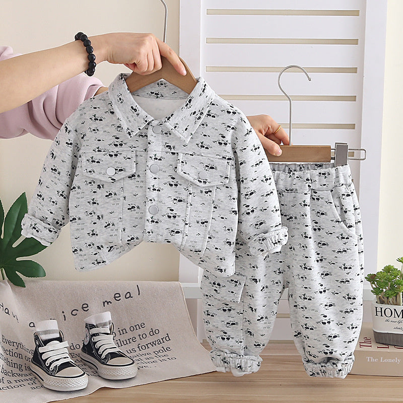 Girls' Outfit 2026 New Korean Style Fashionable Baby Spring and Autumn Full-Print Floral Long-Sleeve Two-Piece Set