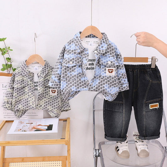 Children's Outfit 1-2-3-4 Years Old Kids' Clothing Autumn Toddler Boys Denim Clothes Baby Three-Piece Set