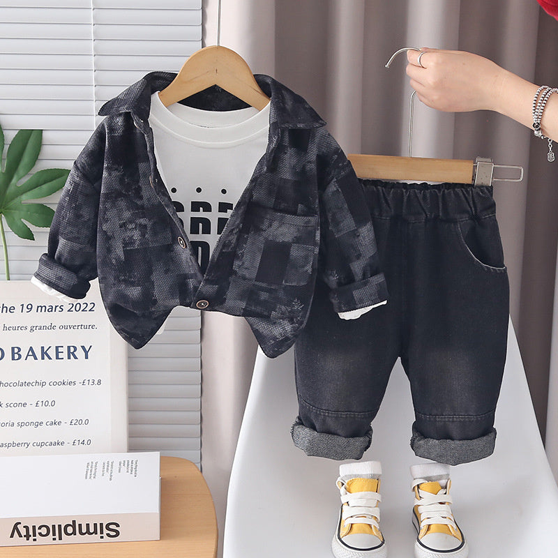 Baby Fluorescent Pattern Suit, Stylish Clothing, and Autumn Infant 2026 New Children's Wear, Boys' Spring Outfit