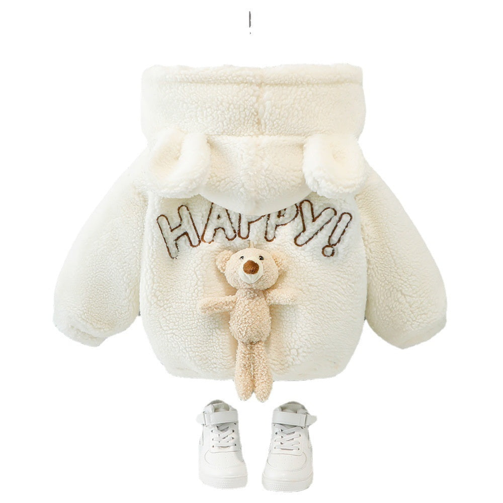 Boys and Girls Warm Thickened Children's Baby Hooded Fleece Winter New Cotton Zipper Jacket Trendy