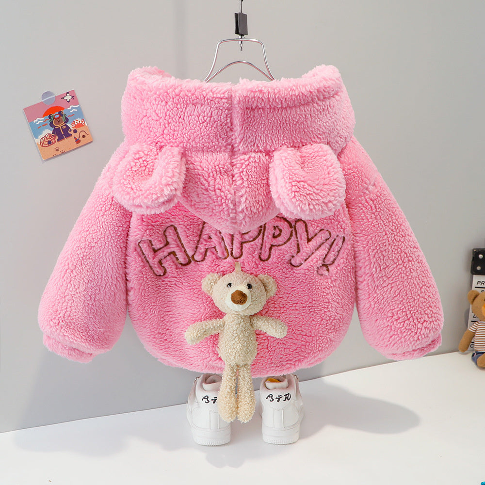 Boys and Girls Warm Thickened Children's Baby Hooded Fleece Winter New Cotton Zipper Jacket Trendy