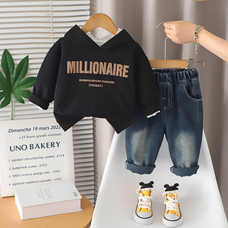 Boys' Clothing Baby Outfit English Sweatshirt Two-Piece Set 2025 New Infant Spring Autumn Children's Clothes 1 to 5 Years Old