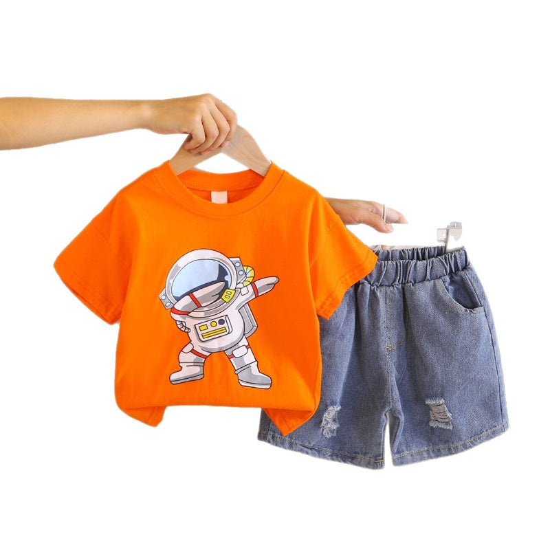 Short-Sleeve Sports Outfit 2026 New Style Children's Boys' Summer Thin Stylish Fashionable Trendy Clothes