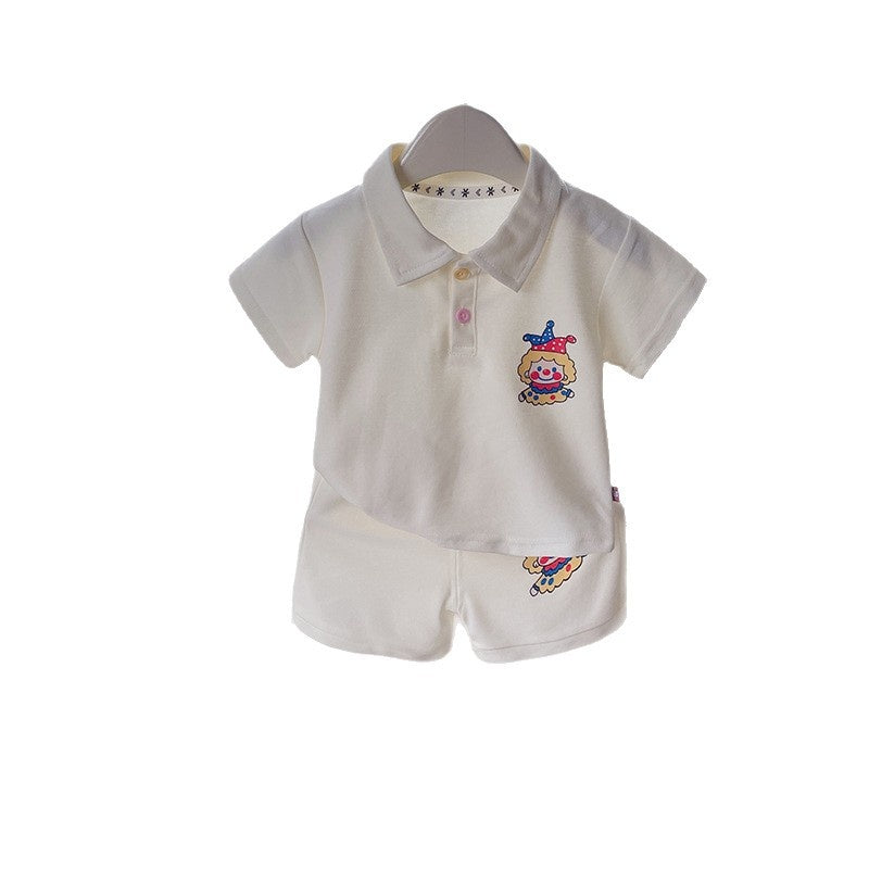 Children's Summer Outfit 2026 New Style Boys and Girls Baby Fashionable Cartoon Short Sleeve Shorts Sports Two-Piece Set