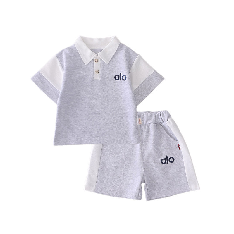 Boys' Summer Outfit 2026 New Style for 1-2-3 Years Old, Stylish Baby Two-Piece Set with Turn-Down Collar, Short Sleeve and Shorts