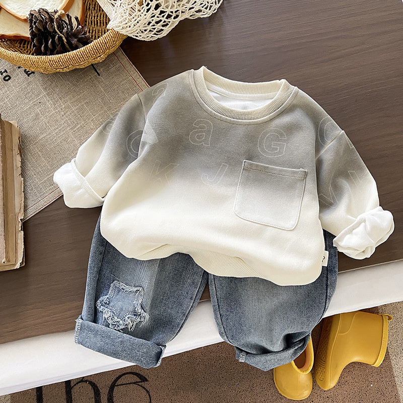 Boys' Outfit Spring and Autumn 2026 New Fashionable Children's Casual Letter Sweatshirt Two-Piece Set Trendy